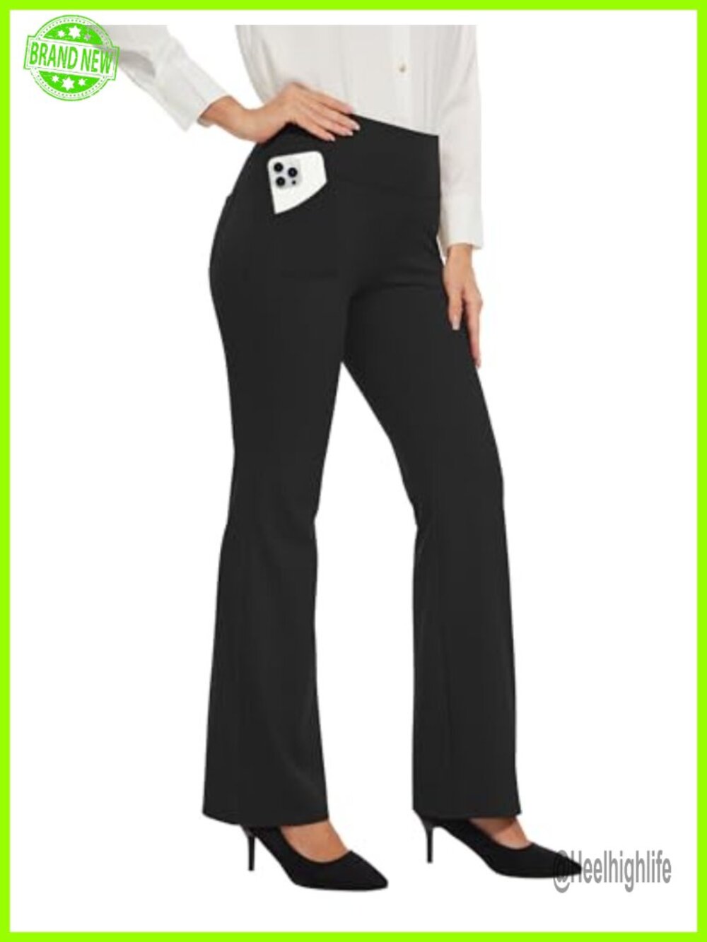 Fleece Lined Work Pants with 4 Pockets, Water Repellent, Bootcut, High Waist,